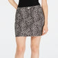 Minissaia jeans feminina com estampa de leopardo da INC International Concepts, preta, tamanho 8