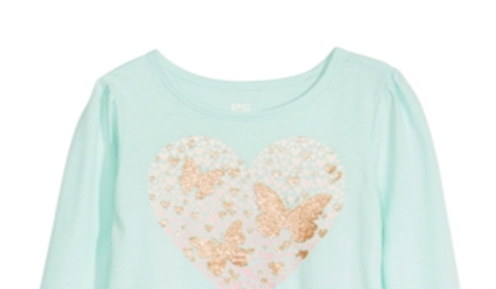 Camiseta infantil Epic Threads com estampa de borboletas e coração para meninas, azul, tamanho 5