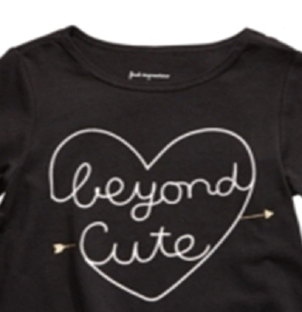 Primeiras impressões - Blusa infantil de algodão Beyond Cute para meninas, preta, tamanho 4T