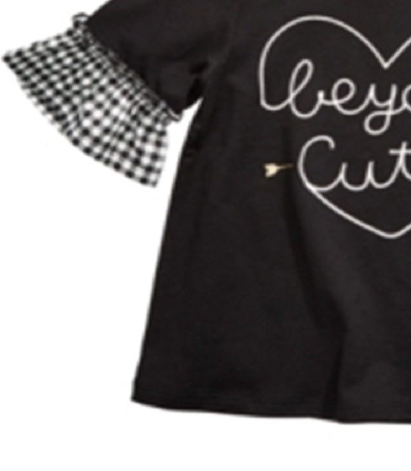 Primeiras impressões - Blusa infantil de algodão Beyond Cute para meninas, preta, tamanho 4T