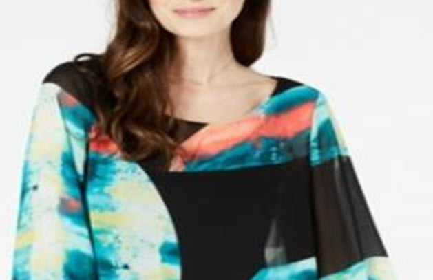 Blusa Alfani Feminina Estampada Abstrata Preta Tamanho Pequeno Médio