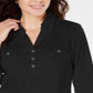 Camisa polo feminina Karen Scott manga 3/4 preta tamanho pequeno P