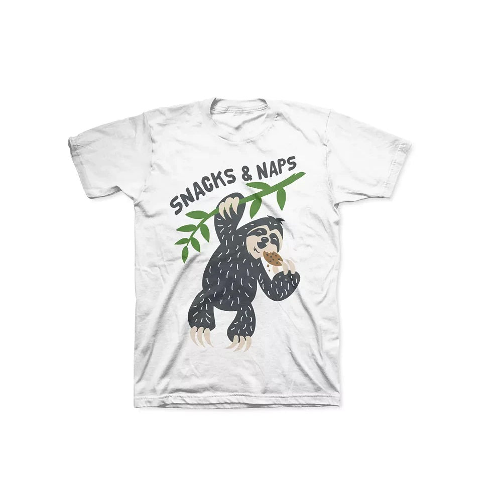 Camiseta Jem Little Boy's Snacks &amp; Naps Branca Tamanho 7