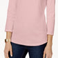 Charter Club Petite Pima Cotton Top com botões e ombros de fora, tamanho pequeno S, rosa