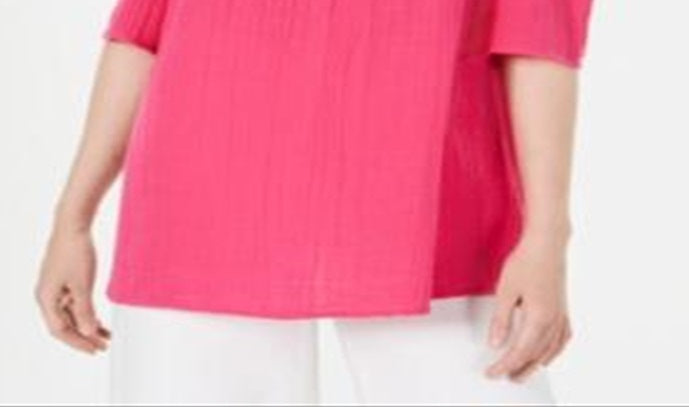 Blusa feminina de malha bordada com ombros descobertos, rosa, tamanho pequeno, estilo &amp; co