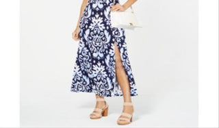 Vestido longo estampado feminino INC International Concepts, azul, tamanho pequeno e pequeno