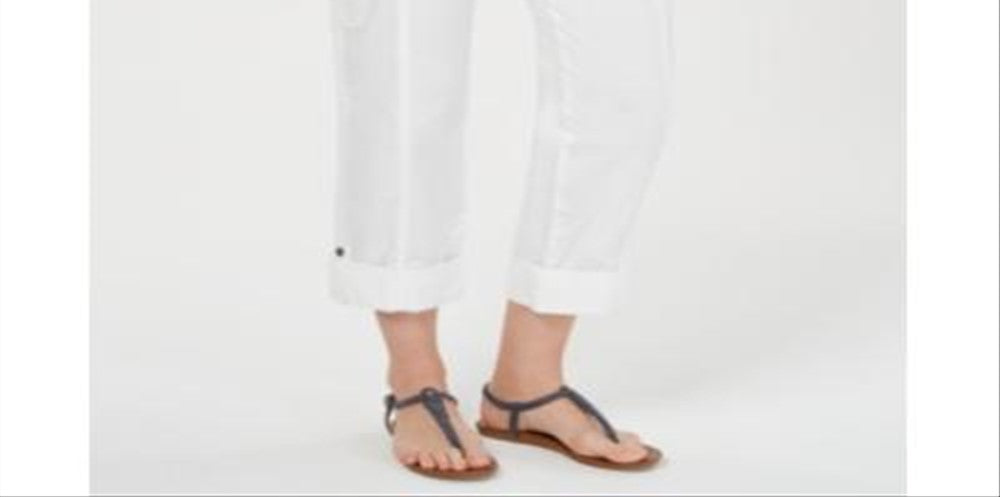 Calça cargo conversível feminina Style &amp; Co, branca, tamanho 4