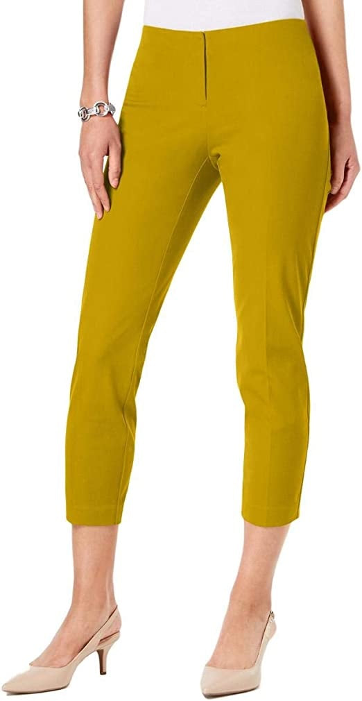 Calça skinny feminina Alfani Hollywood Waist, amarela, tamanho 4, pequena