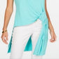 Blusa túnica alta e baixa feminina Alfani, verde, tamanho pequeno GG
