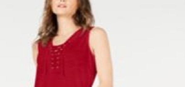 INC International Concepts Top feminino com cadarço vermelho tamanho pequeno XL