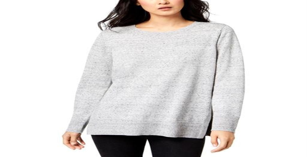 Suéter feminino de algodão com gola redonda Maison Jules, bege, tamanho XX-G