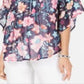Top plissado com estampa de cachecol retrô feminino Style &amp; Co, azul, tamanho X-S
