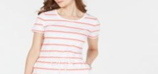 Vestido listrado com cordão para mulheres Charter Club, branco, tamanho pequeno