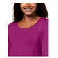 JM Collection Top feminino manga três quartos roxo tamanho pequeno G
