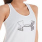 Camiseta regata Under Armour Fitness Performance feminina, branca, tamanho P/M