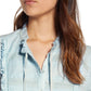 Blusa de smoking feminina Lucky Brand de algodão, azul, tamanho médio