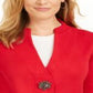 Cardigan feminino JM Collection com broche para festa de fim de ano, vermelho, tamanho médio