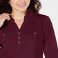 Camisa utilitária feminina Karen Scott de algodão com gola Johnny, vermelha, tamanho grande