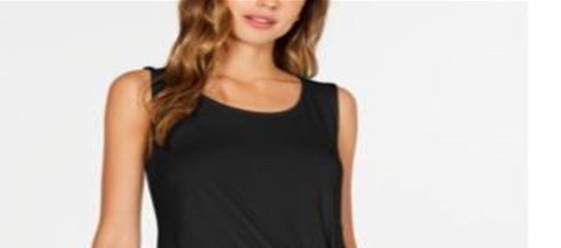 Blusa túnica feminina Alfani, alta e baixa, preta, tamanho pequeno G
