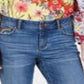 Calça jeans skinny cropped com franjas arco-íris feminina da INC International Concepts, azul, tamanho 14
