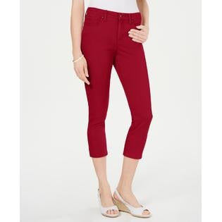 Calça jeans feminina Charter Club Tummy Control Bristol Capri vermelha tamanho 10 Petite