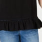 Top feminino com babados e acabamento aberto, preto, tamanho médio, da Style &amp; Co