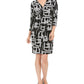 Vestido feminino JM Collection com estampa de bolinhas pontilhadas e zíper frontal, preto, tamanho grande