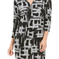 Vestido feminino JM Collection com estampa de bolinhas pontilhadas e zíper frontal, preto, tamanho grande