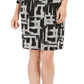Vestido feminino JM Collection com estampa de bolinhas pontilhadas e zíper frontal, preto, tamanho grande