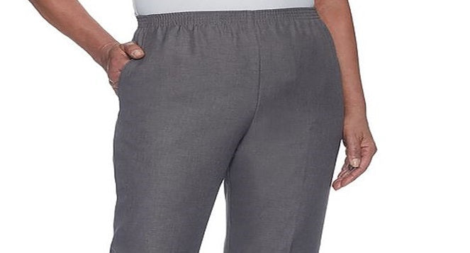 Calça reta feminina Alfred Dunner Classics, cinza, tamanho 10