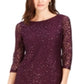 Vestido de festa curto com decote em joia e manga comprida Jessica Howard, roxo, tamanho 4, pequeno