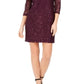 Vestido de festa curto com decote em joia e manga comprida Jessica Howard, roxo, tamanho 4, pequeno