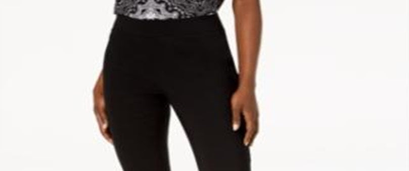 Calça feminina com babados e tachas da INC International Concepts, preta, tamanho 8, pequena