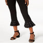 Calça feminina com babados e tachas da INC International Concepts, preta, tamanho 8, pequena
