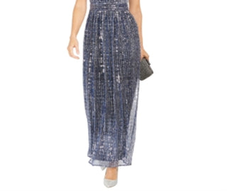 Vestido Halter Brilhante Feminino INC International Concepts Azul Tamanho 12