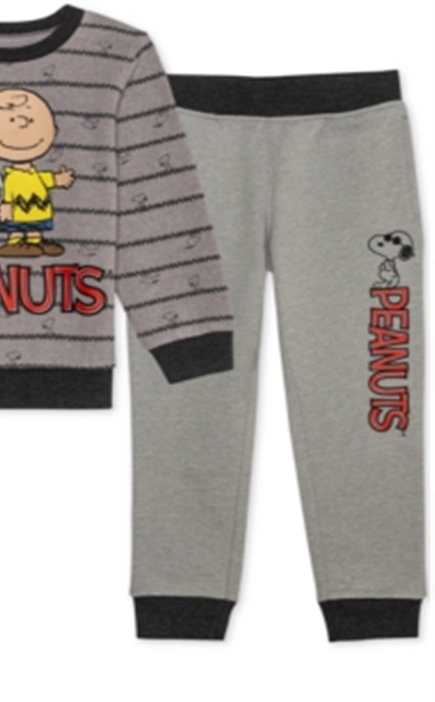 Conjunto de moletom e calça jogger Peanuts Little Boy, 2 peças, cinza, tamanho 7