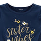 Camiseta Carter's Infantil para Meninas com Estampa Vibes e Amarração Frontal em Algodão Azul, Tamanho 3T