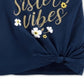 Camiseta Carter's Infantil para Meninas com Estampa Vibes e Amarração Frontal em Algodão Azul, Tamanho 3T
