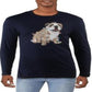 Camiseta estampada de buldogue natalino masculina Club Room, tamanho XX-G, azul