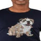 Camiseta estampada de buldogue natalino masculina Club Room, tamanho XX-G, azul