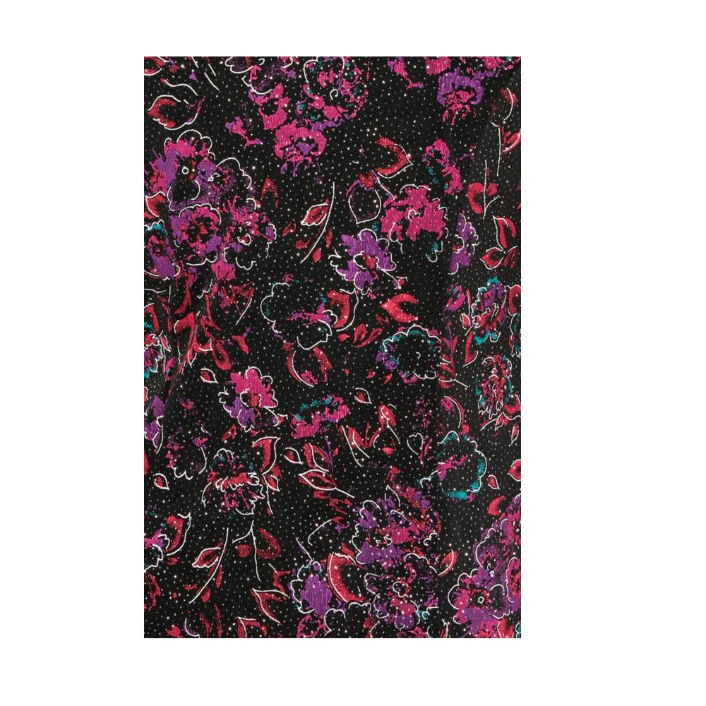 Alex Evenings Blusa de noite feminina com alças finas e decote redondo e estampa floral, preta, tamanho pequeno médio
