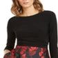 Vestido curto feminino Jessica Howard com manga 3/4, preto, tamanho 4, pequeno