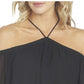 1.STATE Blusa feminina ombro a ombro com decote halter, preta