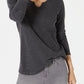 Blusa térmica feminina de algodão com decote dividido, cinza, tamanho XX-G