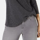 Blusa térmica feminina de algodão com decote dividido, cinza, tamanho XX-G