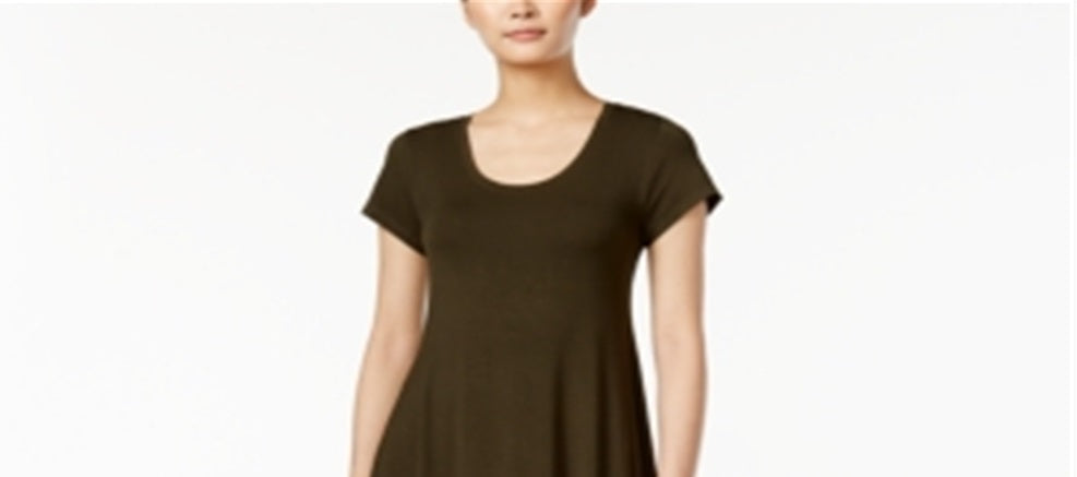 Vestido evasê de manga curta feminino Style &amp; Co, verde, tamanho grande