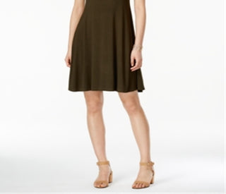 Vestido evasê de manga curta feminino Style &amp; Co, verde, tamanho grande