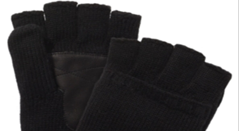 Luva de couro UGG masculina de malha flip, preta, tamanho regular
