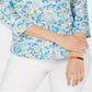 Charter Club Blusa feminina de algodão pima com estampa de gola canoa, azul, tamanho médio