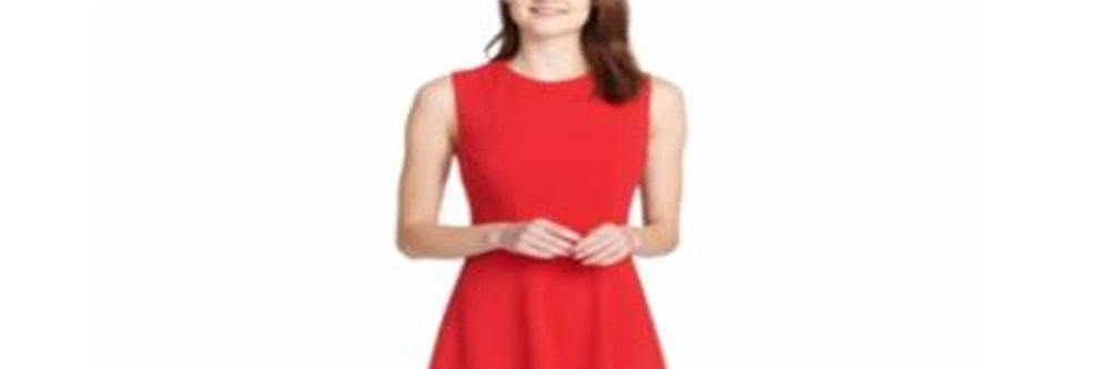Vestido feminino Tommy Hilfiger sem mangas na altura do joelho, tamanho 8, vermelho